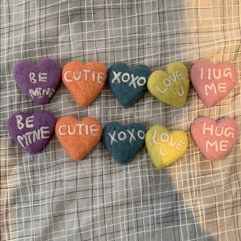 FELT | Set of 2 Colorful Heart-Shaped Felt Decorations | NWOT